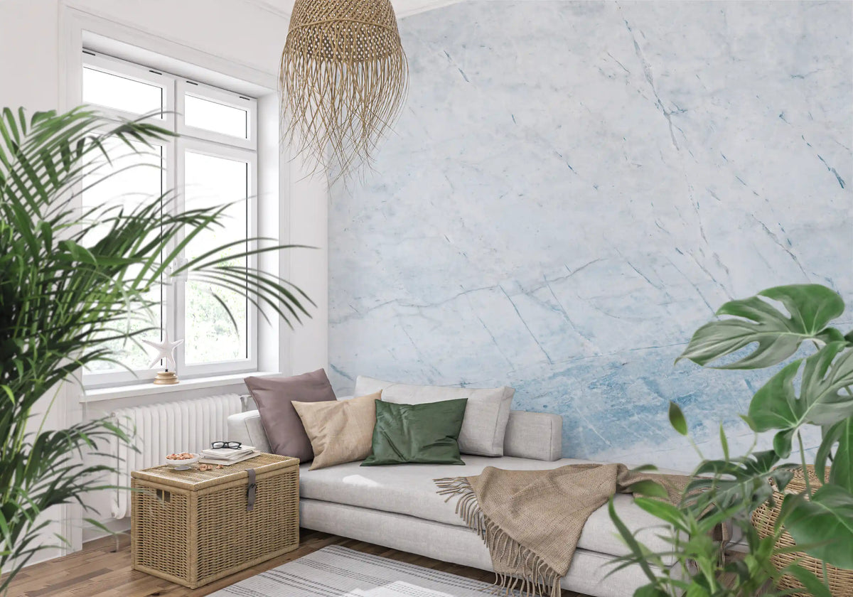 Serene Blue Veined Marble Wall Mural
