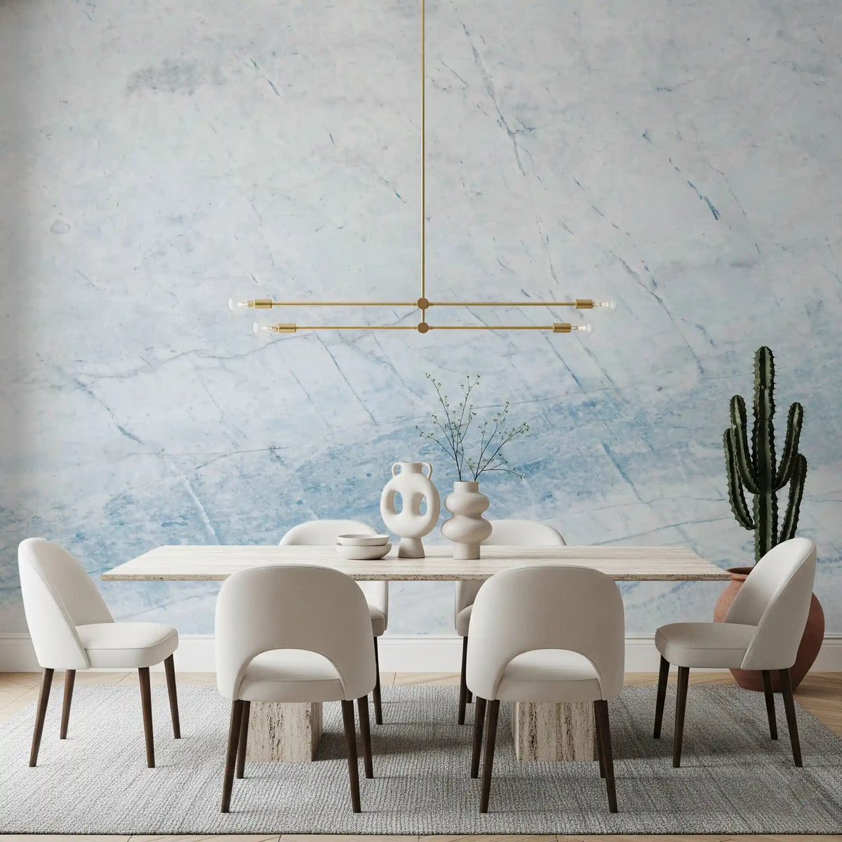 Serene Blue Veined Marble Wall Mural