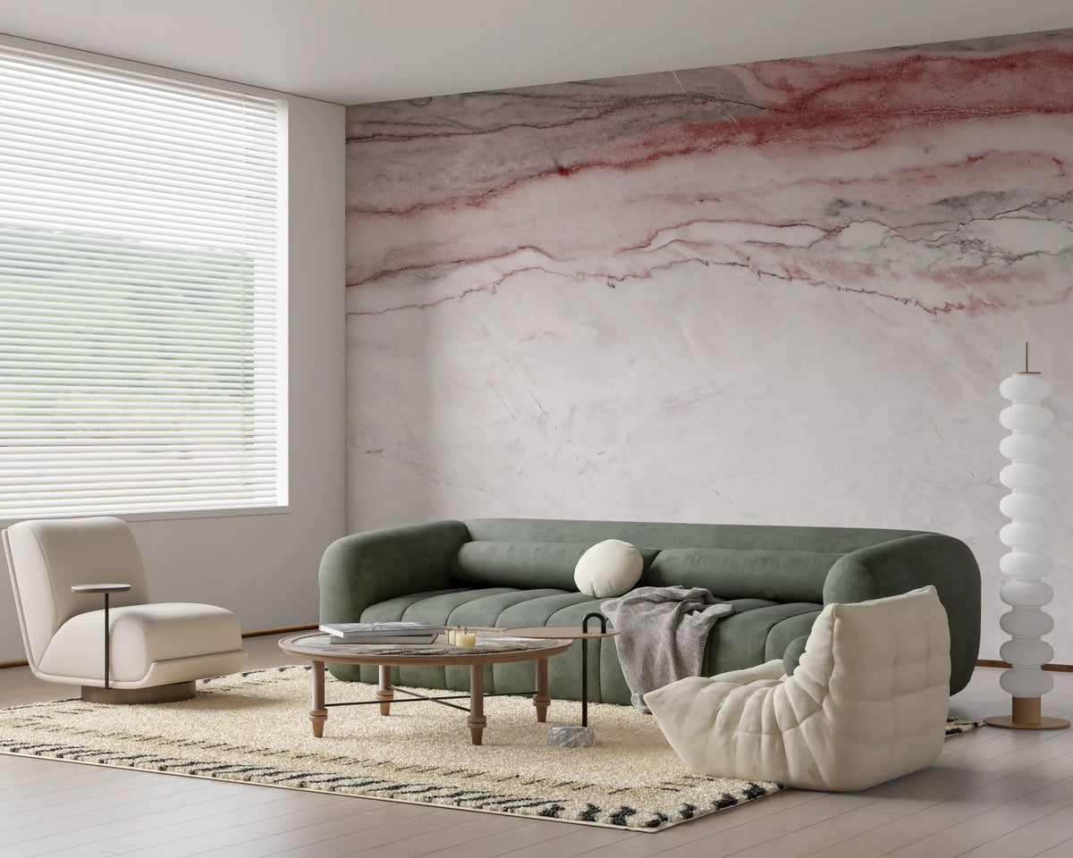 Rose Quartz Veined Marble Wall Mural