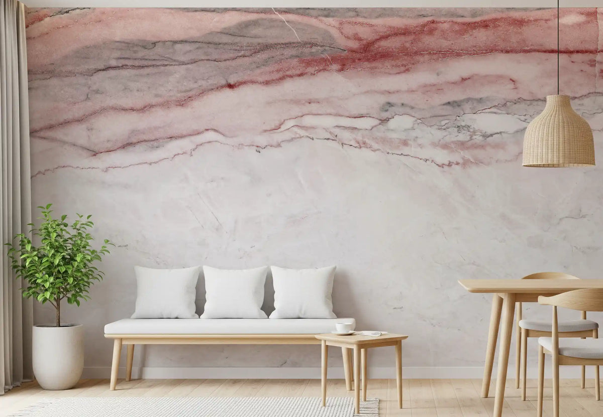 Rose Quartz Veined Marble Wall Mural