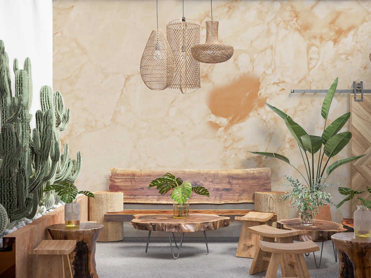 Natural Cream Marble Stone Texture Wall Mural