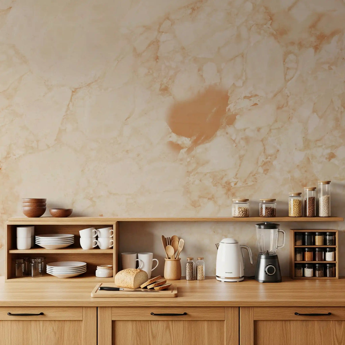 Natural Cream Marble Stone Texture Wall Mural