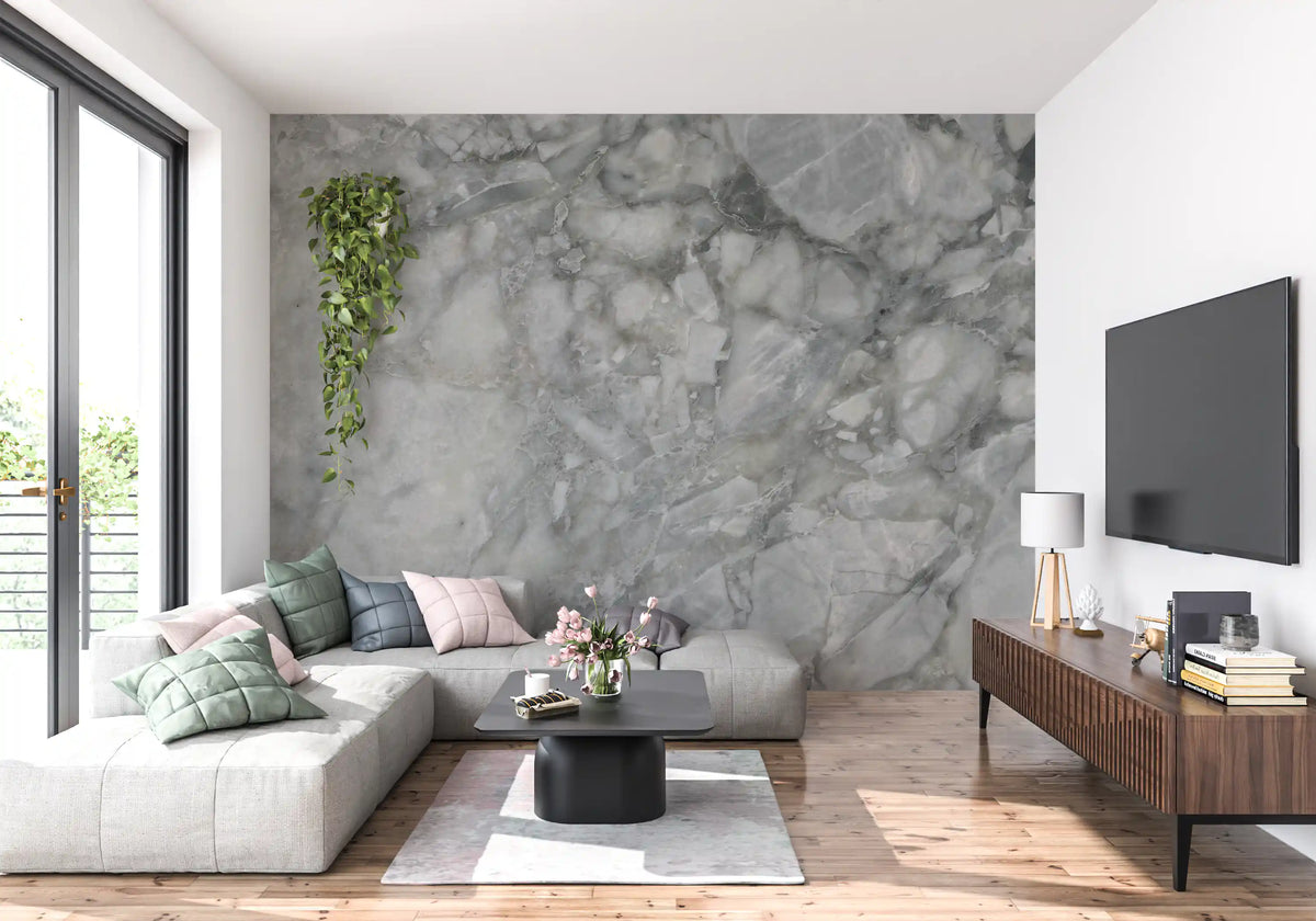 Cool Grey Marble Slab Wall Mural