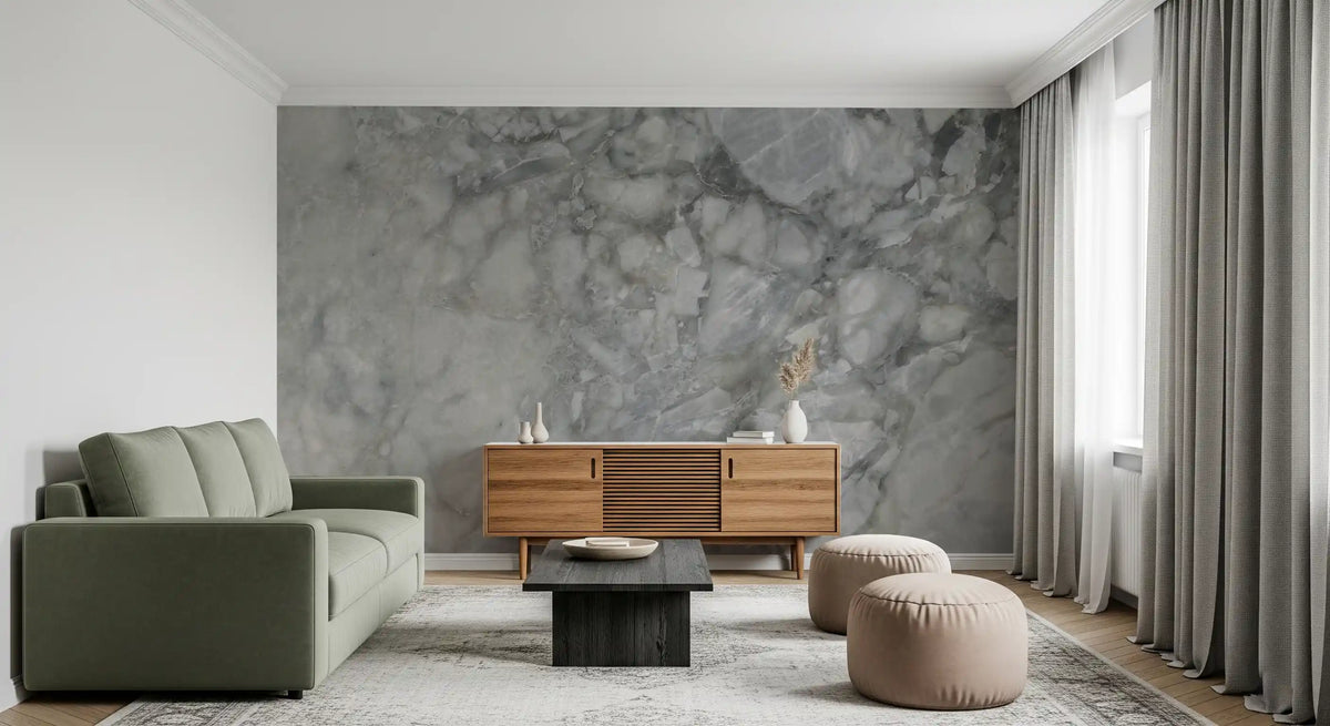Cool Grey Marble Slab Wall Mural