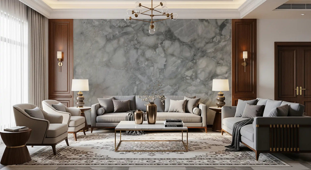 Cool Grey Marble Slab Wall Mural