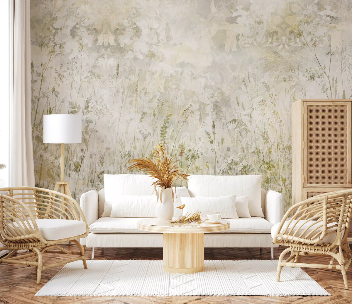 Botanical Damask Wildflower Meadow Wall Mural Wall Mural Wall Mural