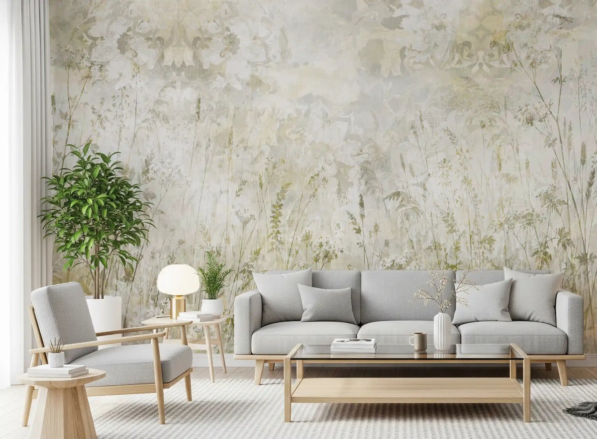 Botanical Damask Wildflower Meadow Wall Mural Wall Mural Wall Mural