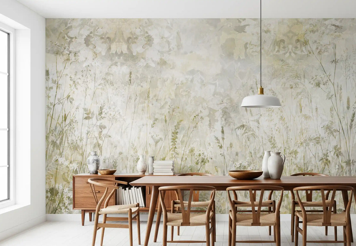 Botanical Damask Wildflower Meadow Wall Mural Wall Mural Wall Mural