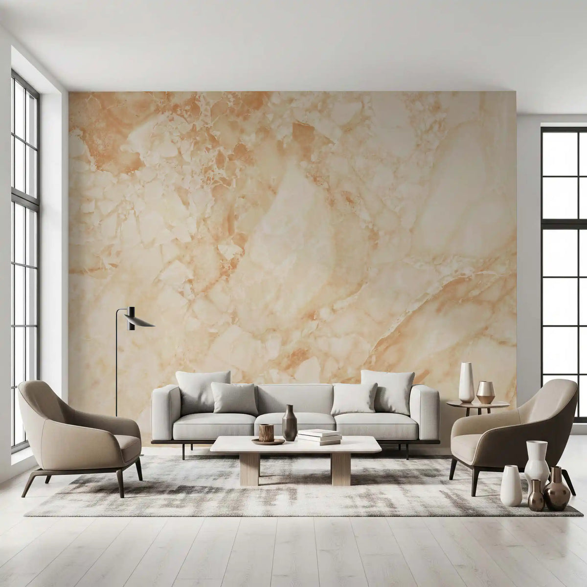 Cream And Sienna Marble Slab Wall Mural