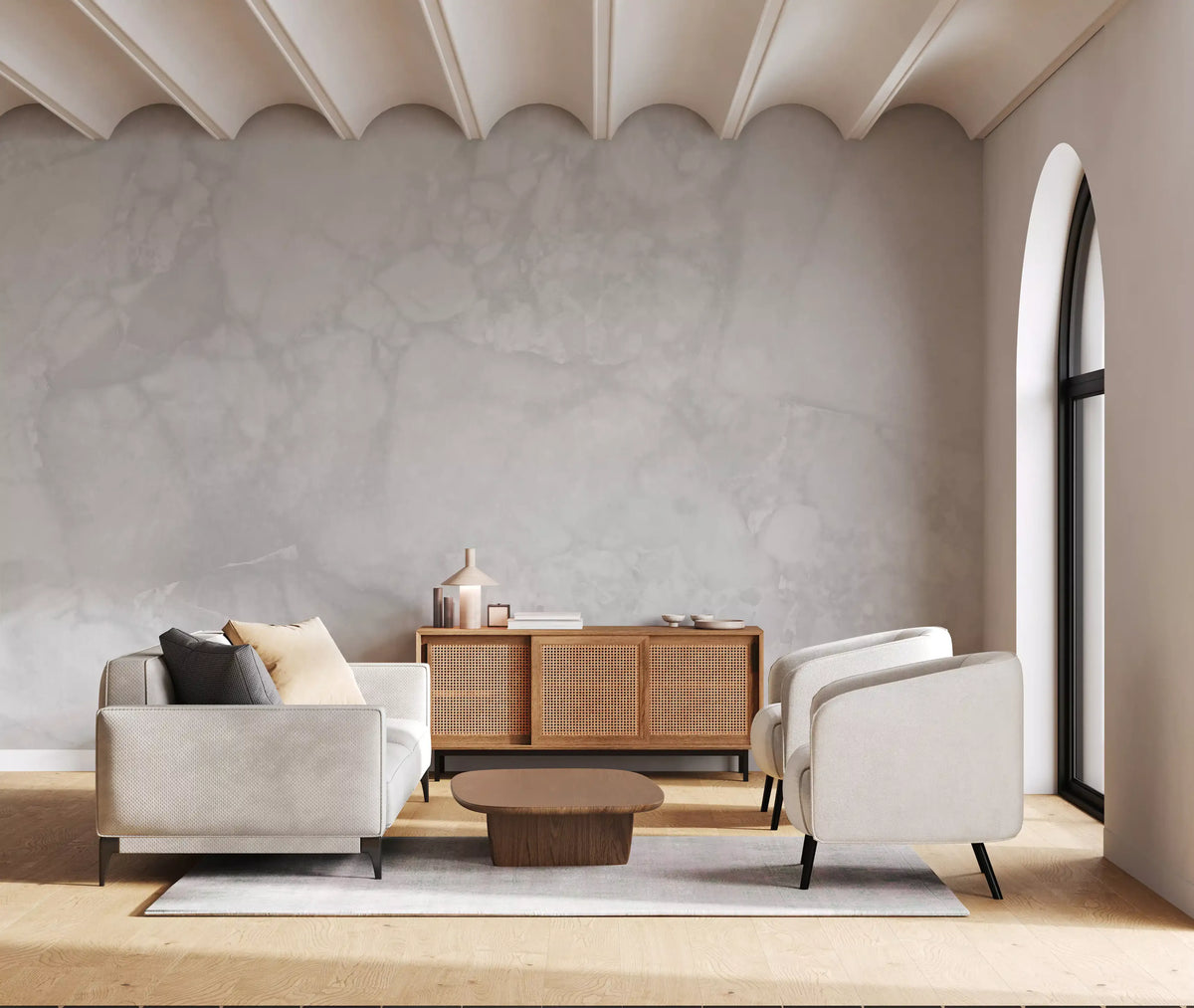 Monochrome Carrara Marble Texture Wall Mural