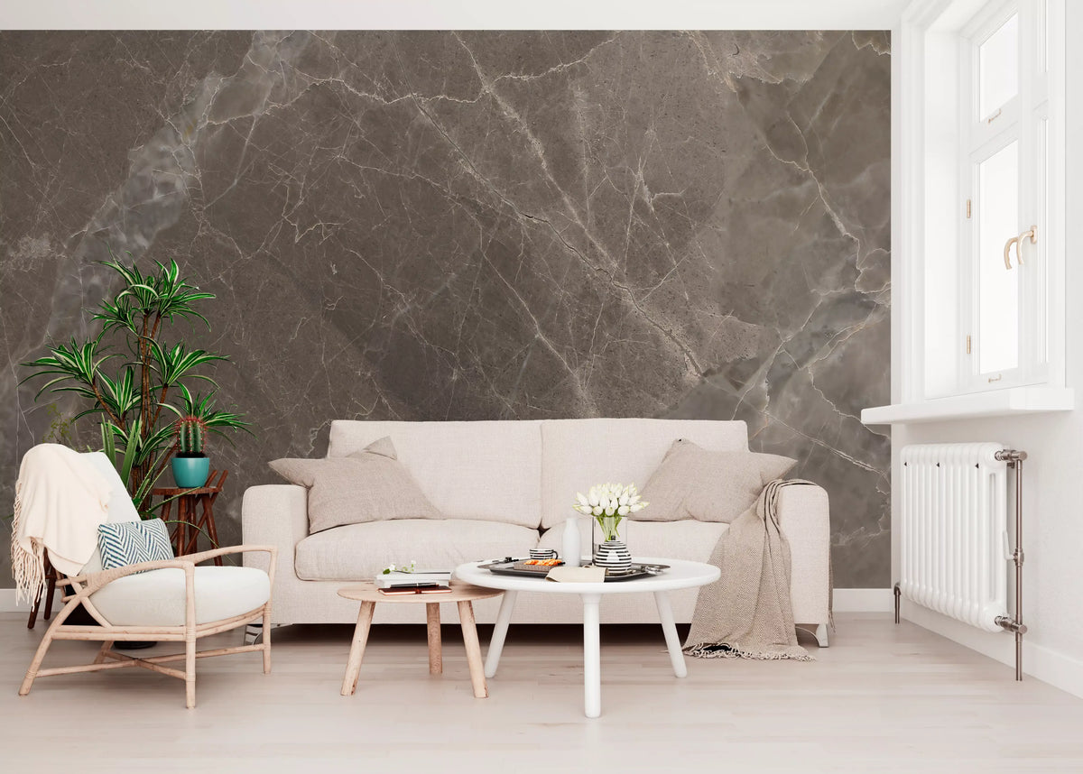 Smoky Quartz Veined Stone Wall Mural