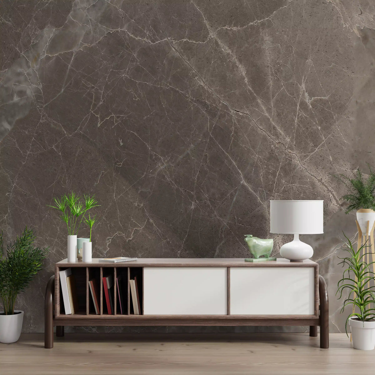 Smoky Quartz Veined Stone Wall Mural