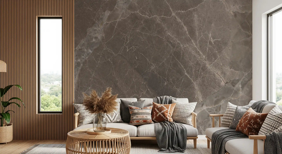 Smoky Quartz Veined Stone Wall Mural