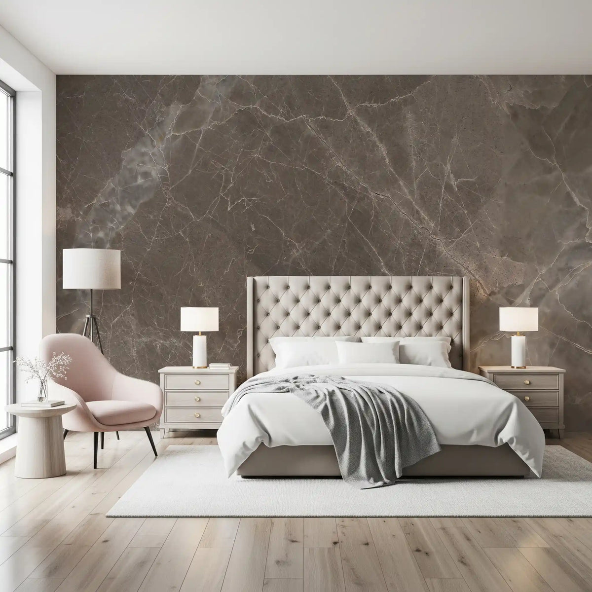 Smoky Quartz Veined Stone Wall Mural