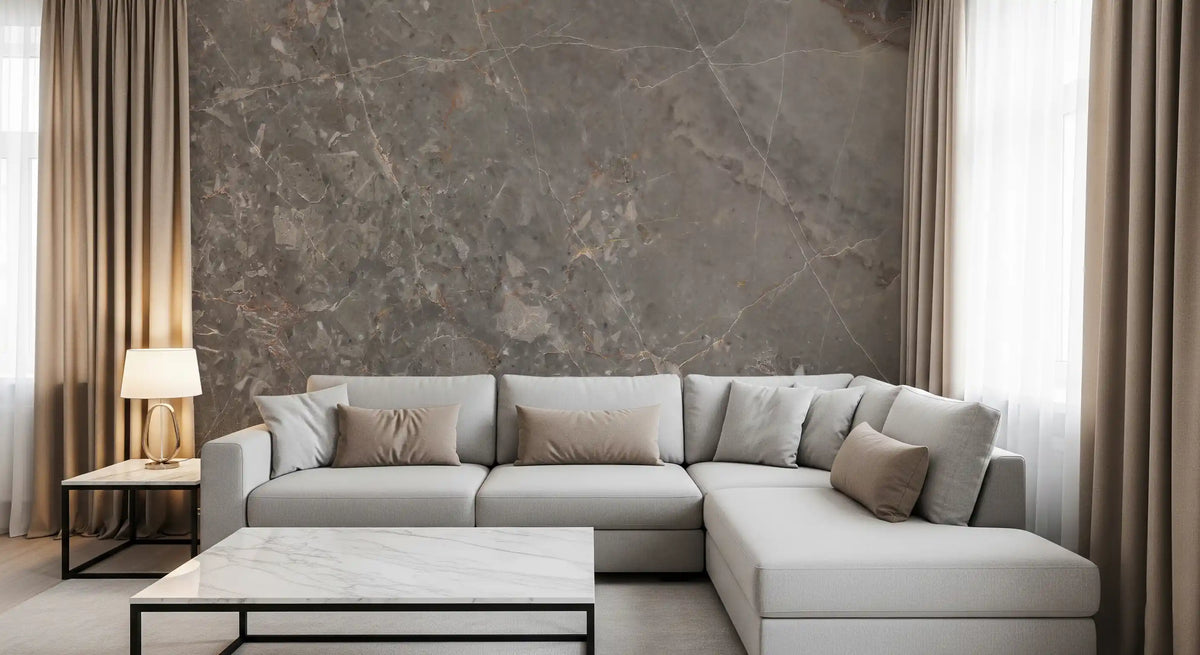 Smoky Grey Marble Texture Wall Mural