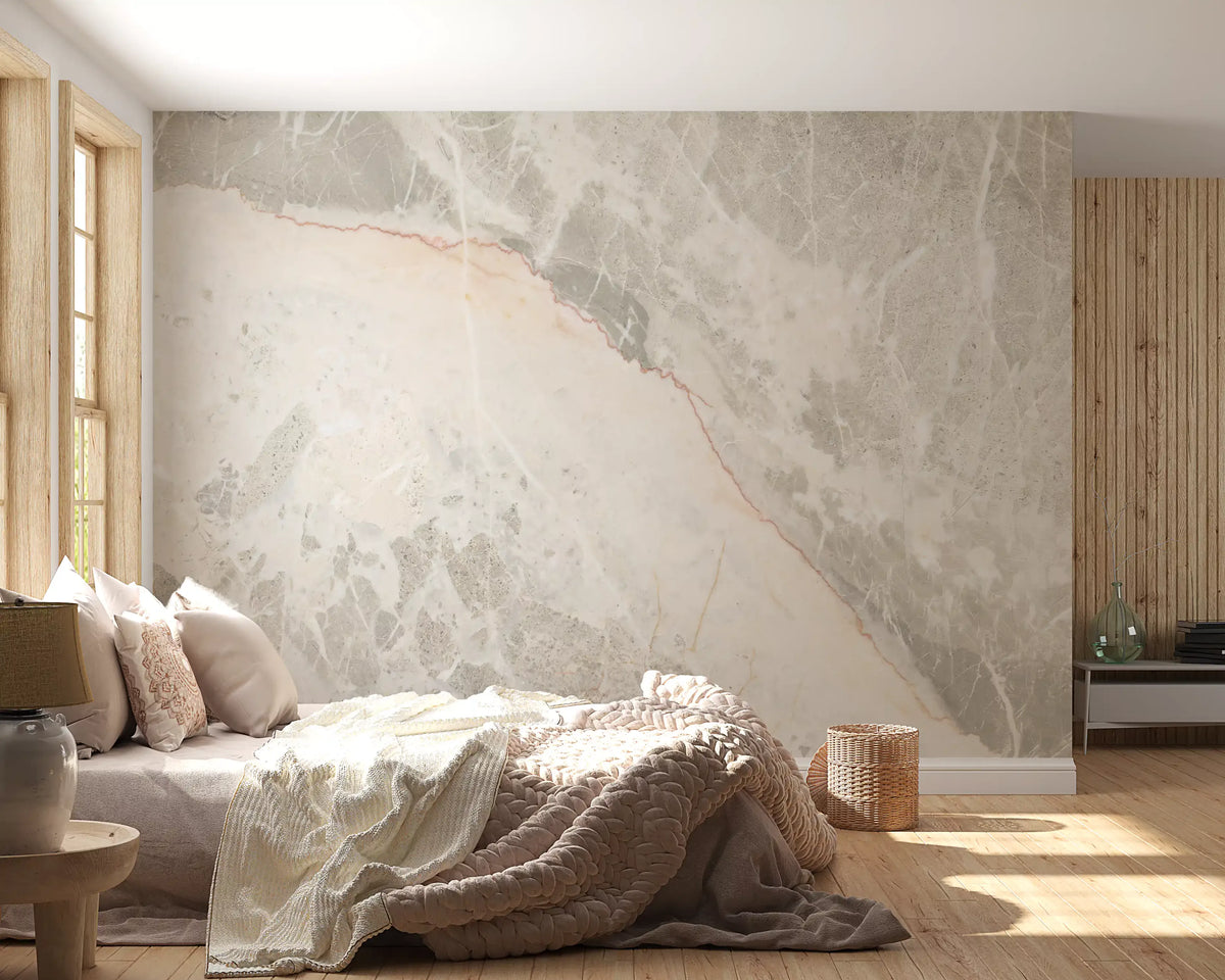 Neutral Stone Vein Texture Wall Mural
