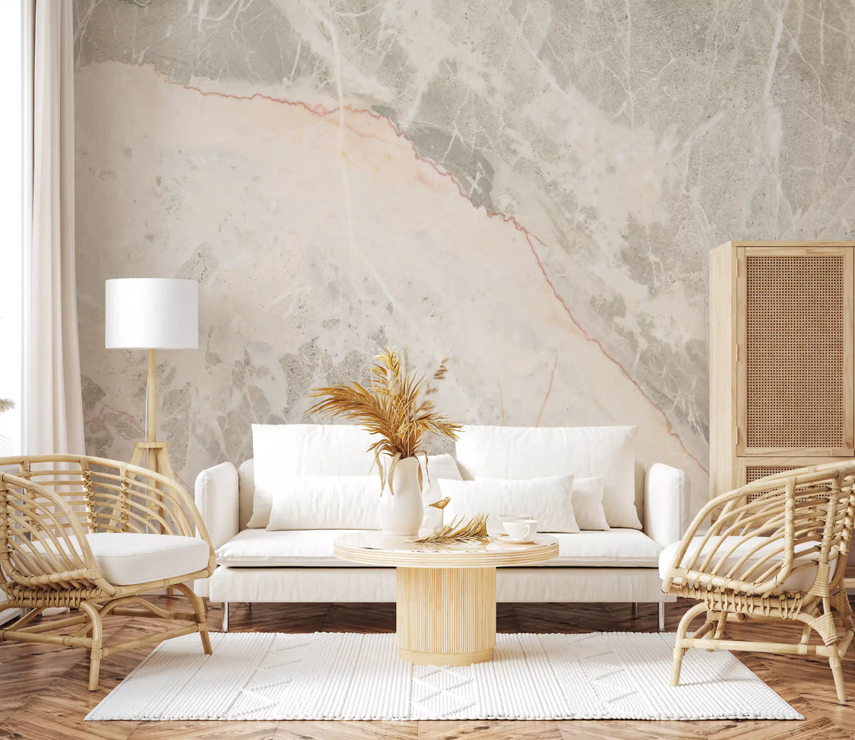 Neutral Stone Vein Texture Wall Mural