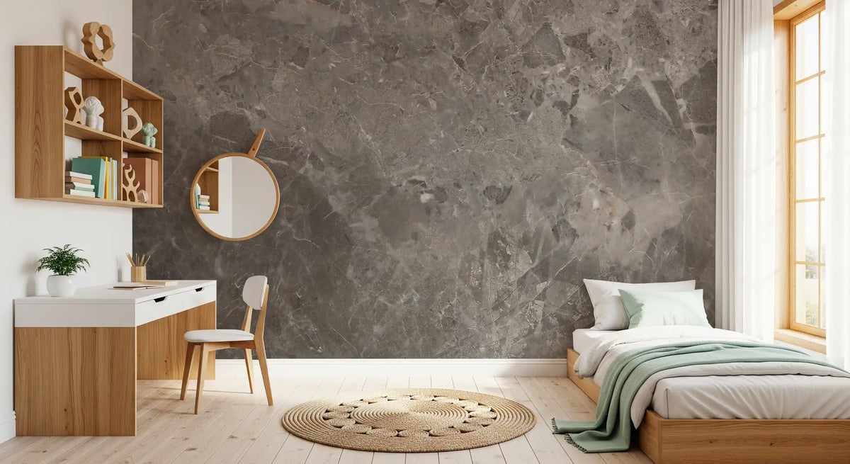 Stormy Grey Marble Texture Wall Mural