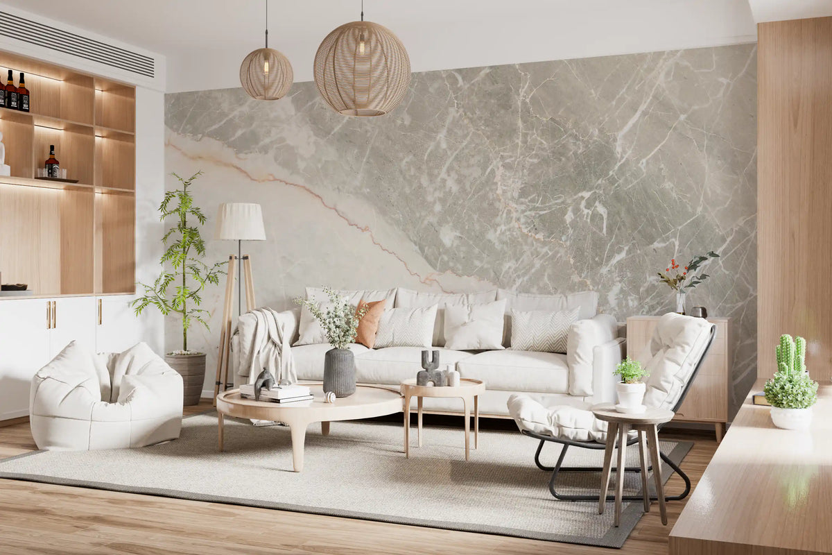 Serene Grey Marble Veining Wall Mural