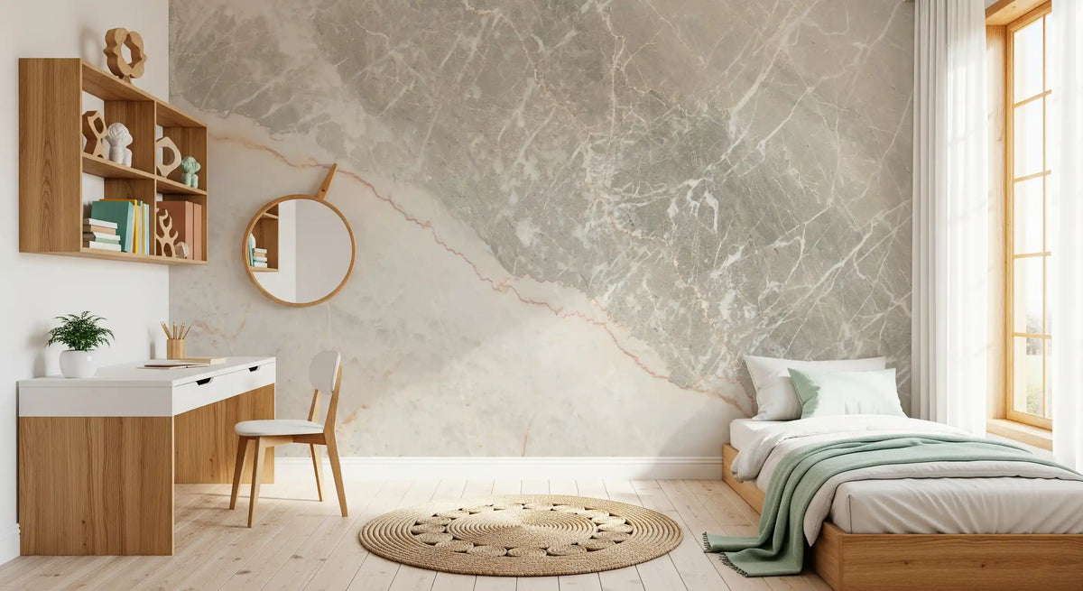 Serene Grey Marble Veining Wall Mural