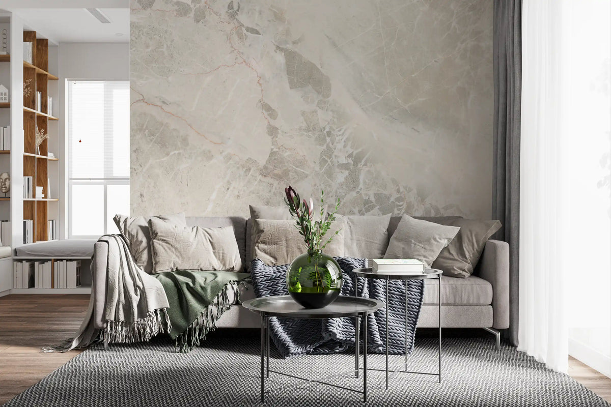 Natural Cream and Gray Marble Slab Wall Mural