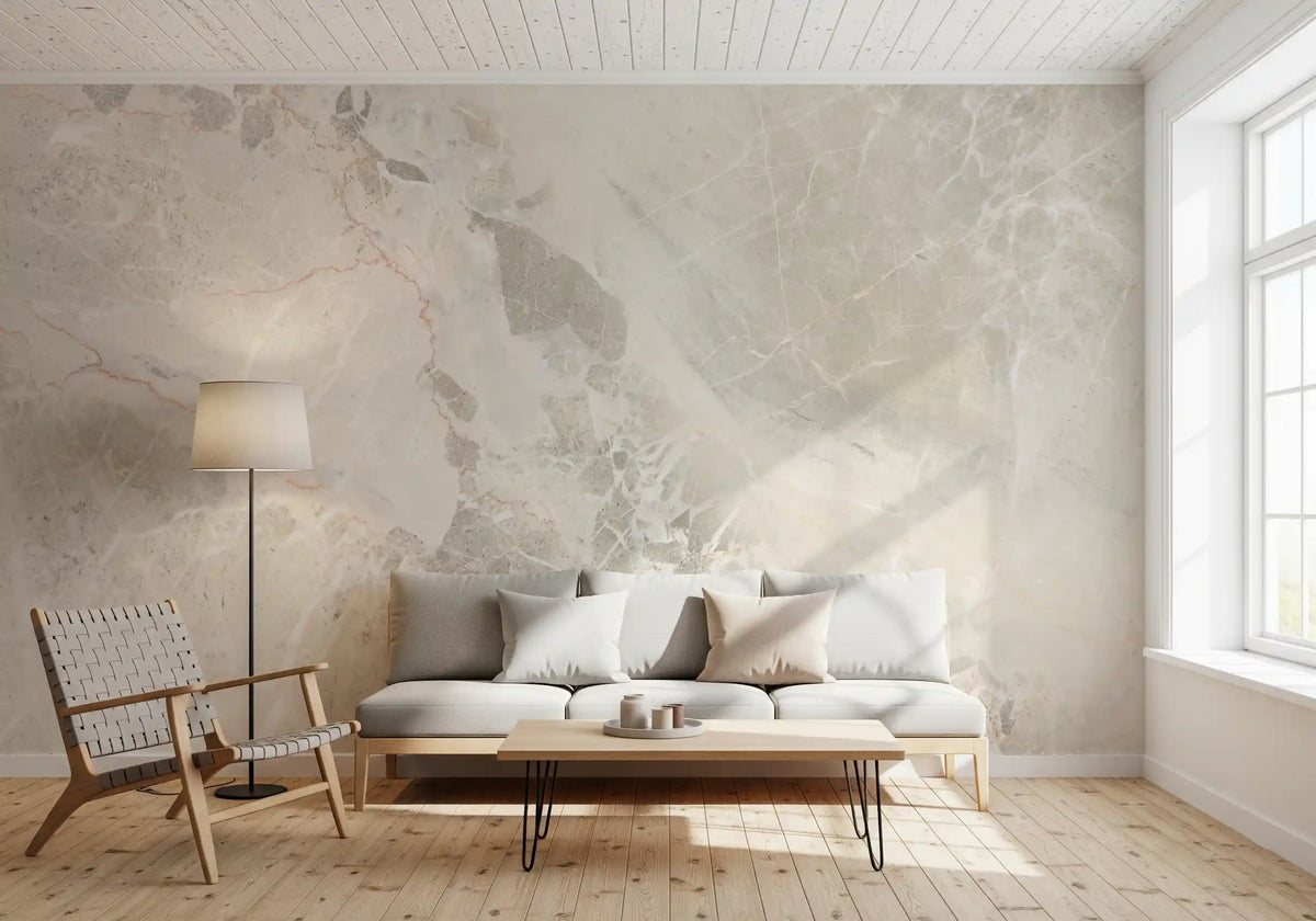 Natural Cream and Gray Marble Slab Wall Mural