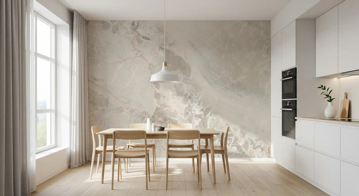 Natural Cream and Gray Marble Slab Wall Mural