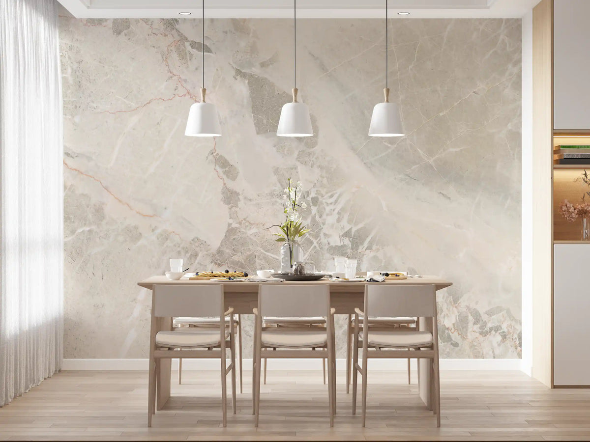 Natural Cream and Gray Marble Slab Wall Mural