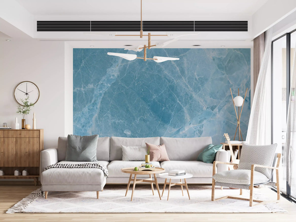 Cerulean Veined Stone Wall Mural