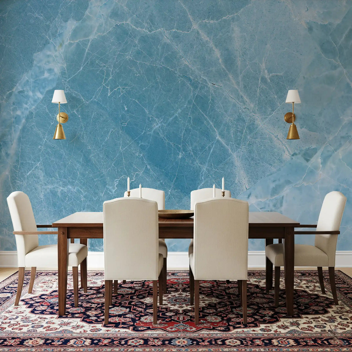 Cerulean Veined Stone Wall Mural