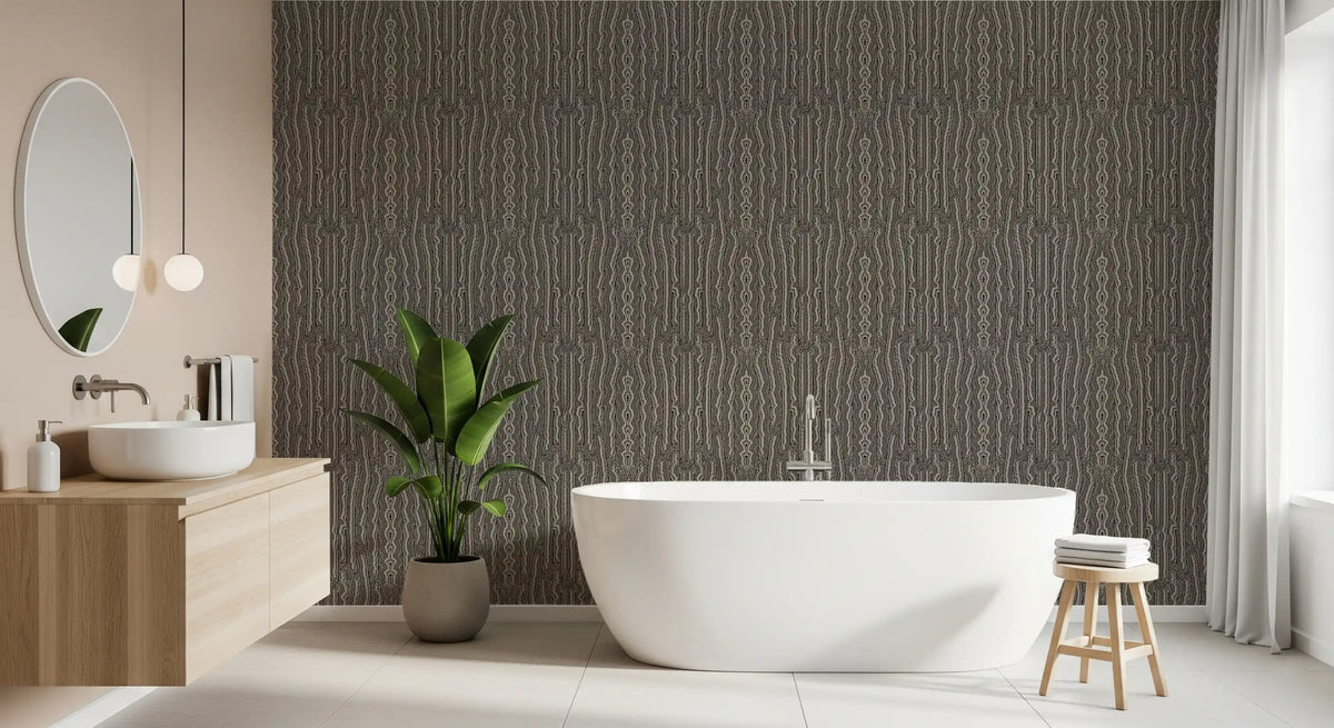 Monochrome Linear Wave Texture Wallpaper⁠