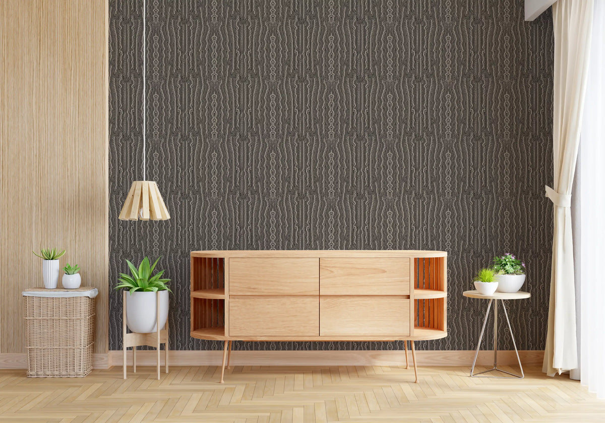 Monochrome Linear Wave Texture Wallpaper⁠
