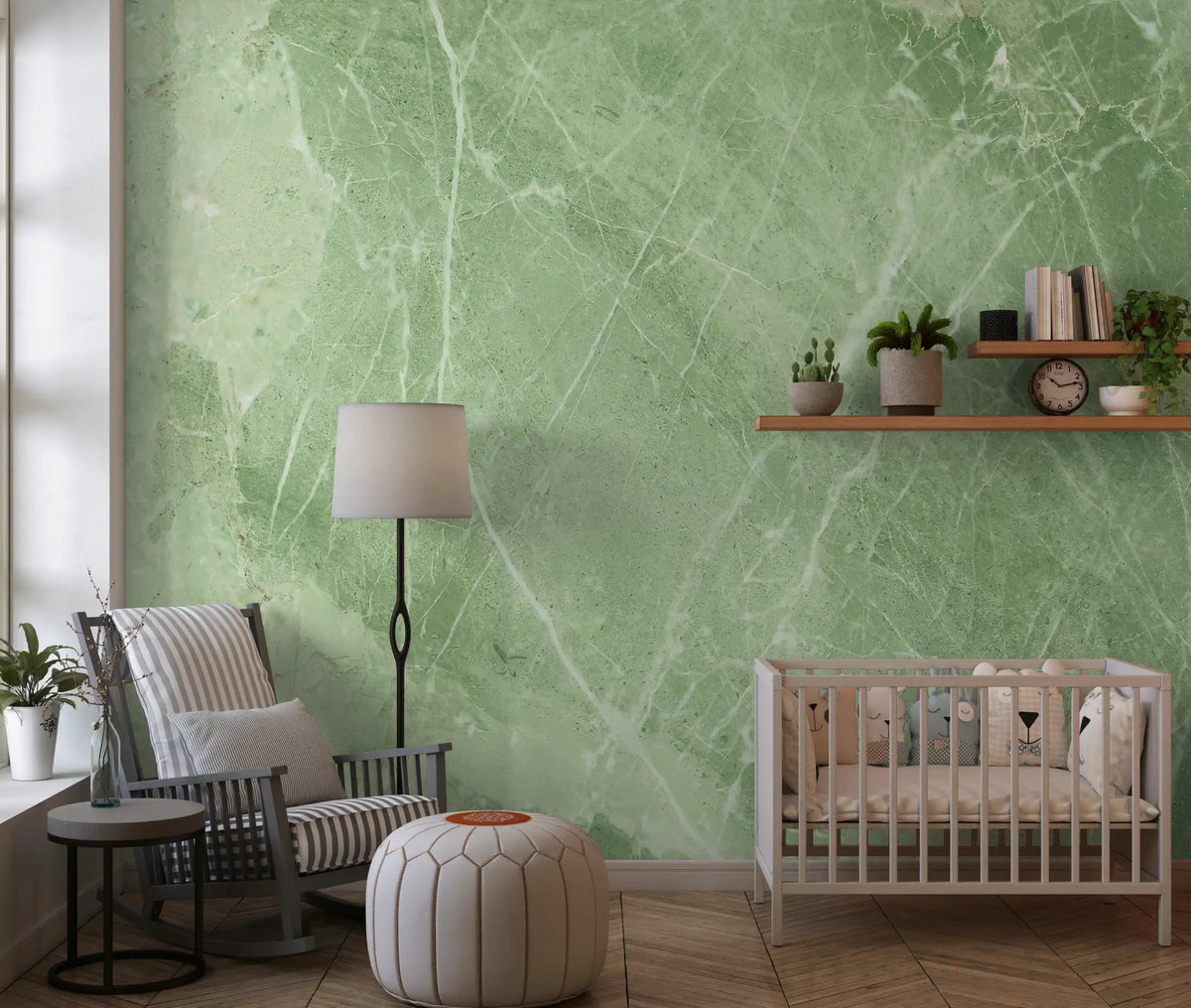 Sage Green Veined Marble Stone Wall Mural