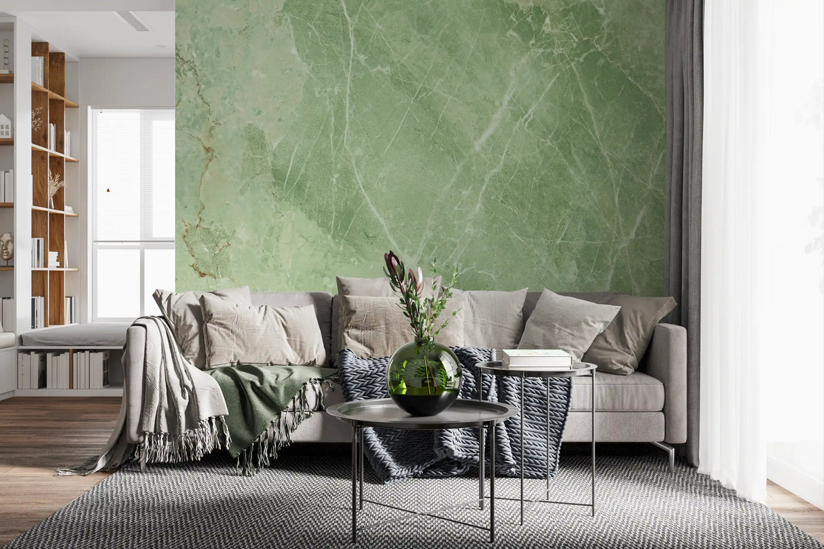 Sage Green Veined Marble Stone Wall Mural