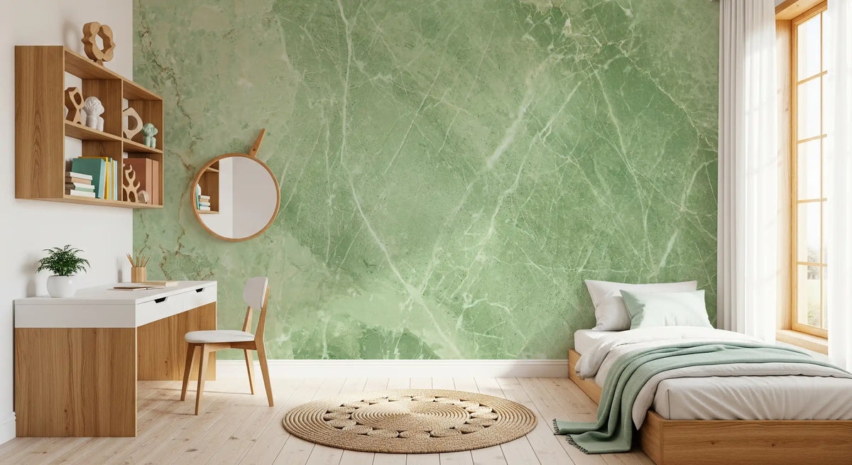 Sage Green Veined Marble Stone Wall Mural