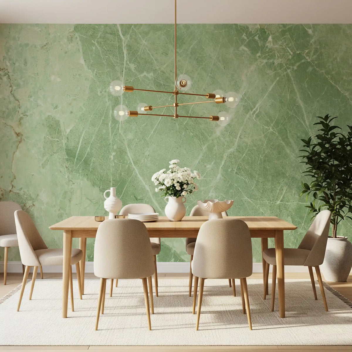 Sage Green Veined Marble Stone Wall Mural