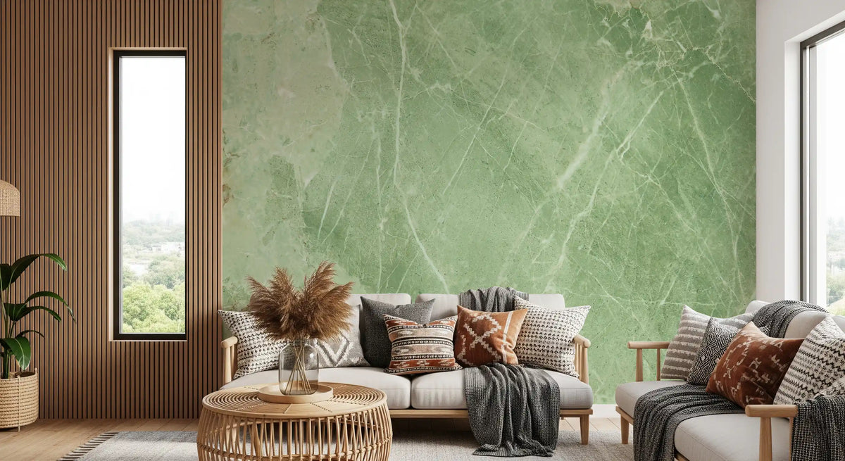 Sage Green Veined Marble Stone Wall Mural