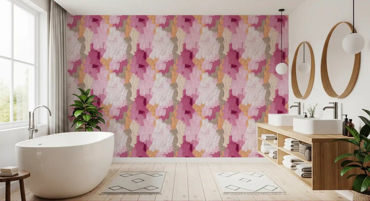 Contemporary Blush and Rose Paint Layers Wallpaper⁠