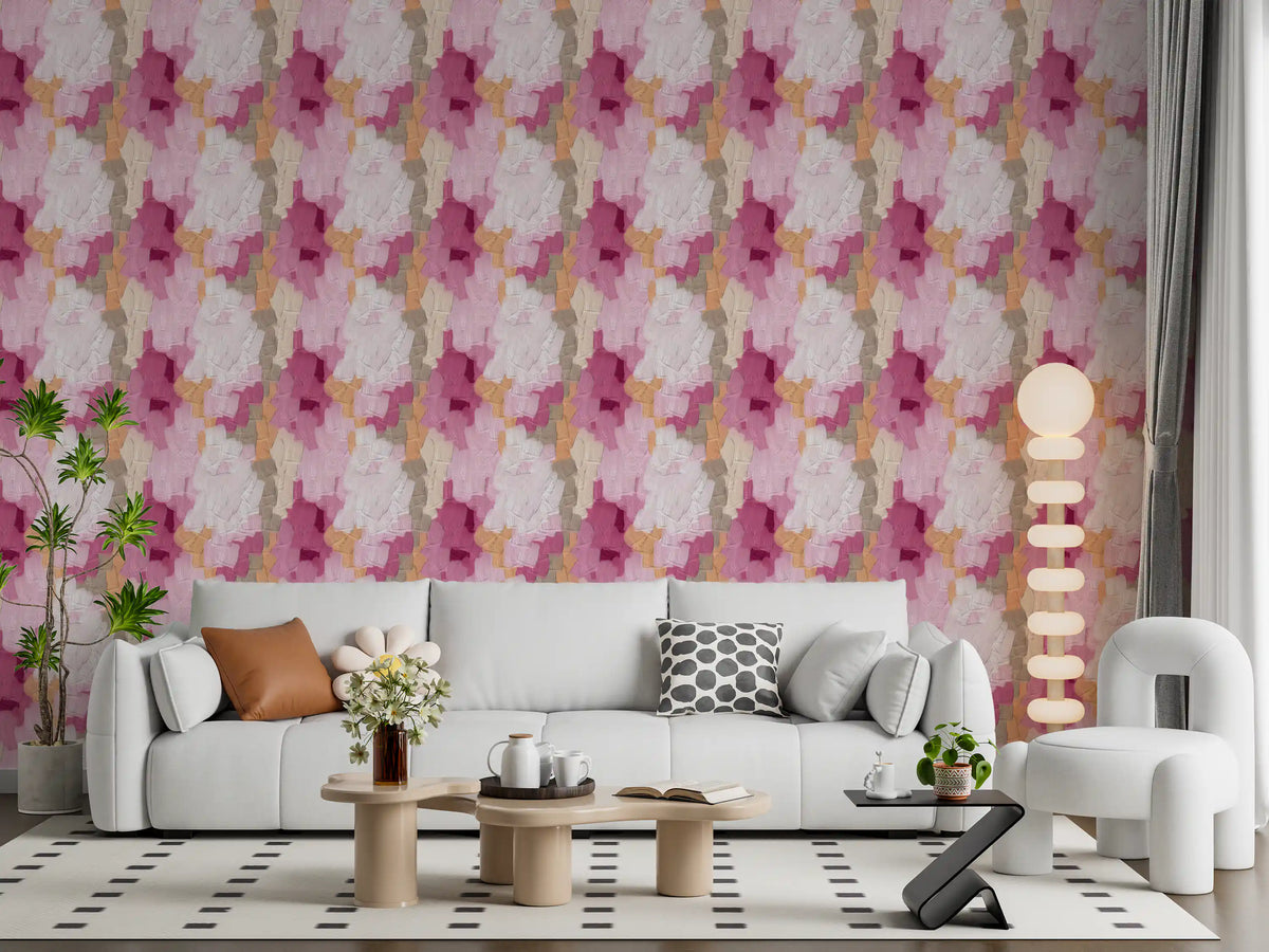 Contemporary Blush and Rose Paint Layers Wallpaper⁠