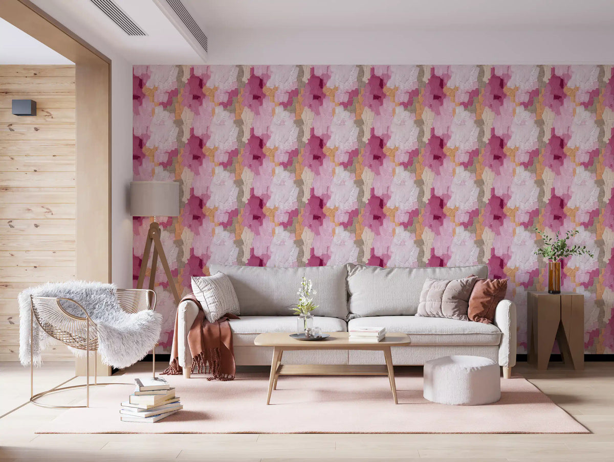 Contemporary Blush and Rose Paint Layers Wallpaper⁠