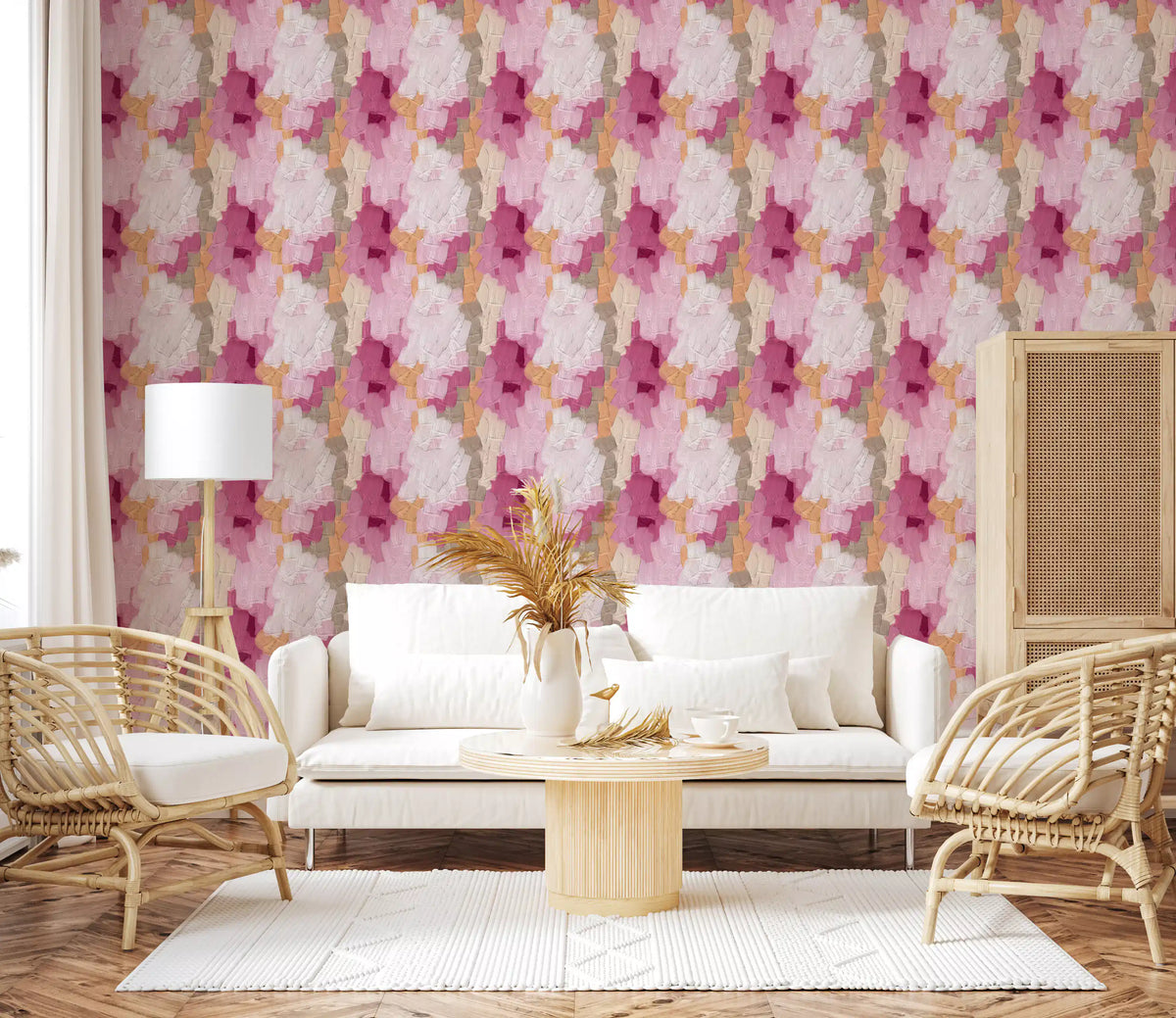 Contemporary Blush and Rose Paint Layers Wallpaper⁠