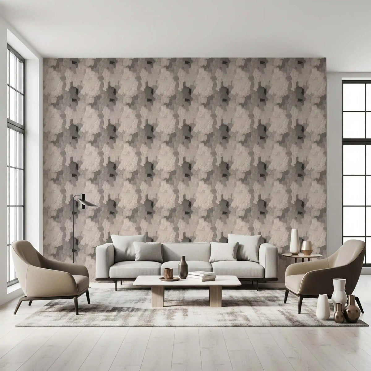 Neutral Impasto Layered Strokes Wallpaper⁠