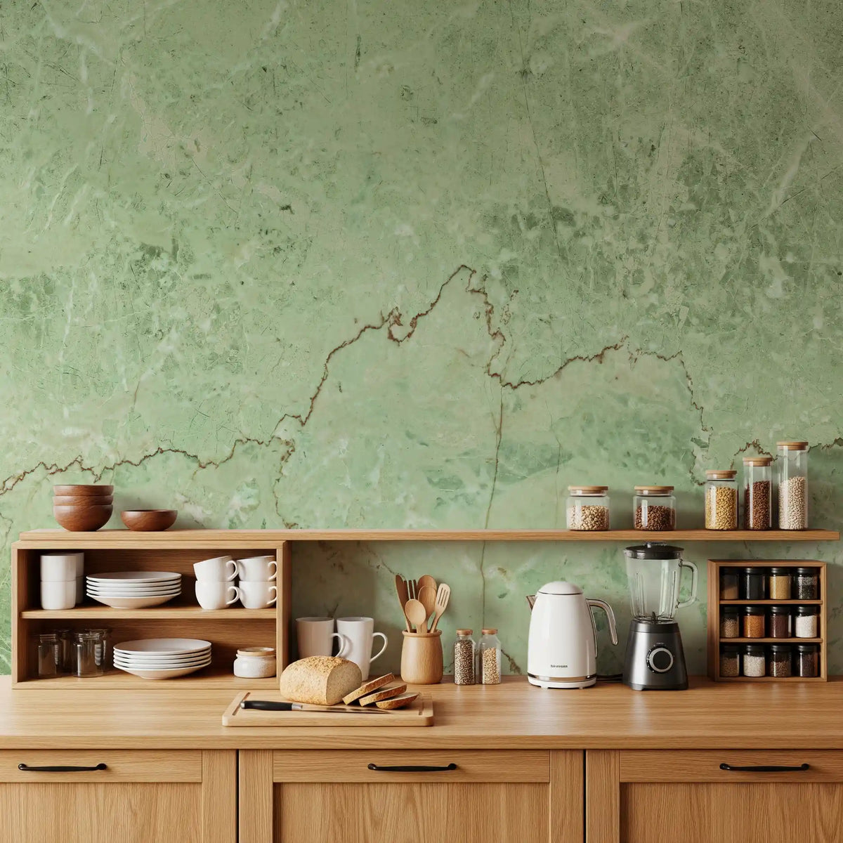 Sage Marble Vein Texture Wall Mural