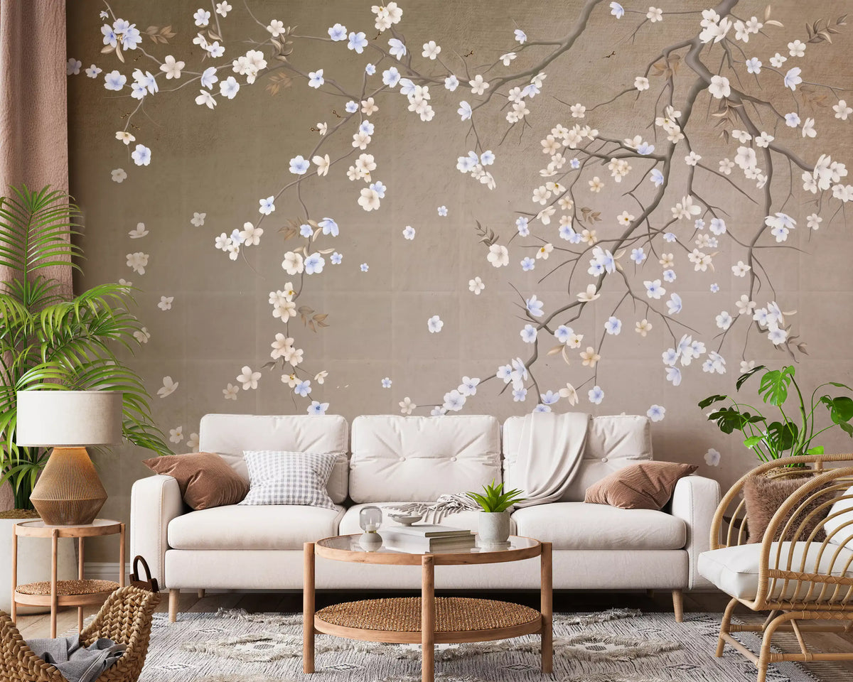 Minimalist Floating Petals Wall Mural