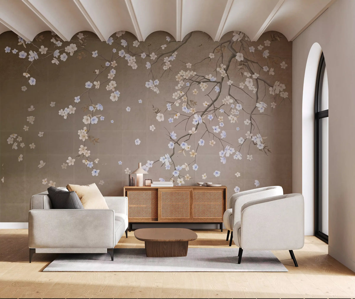 Minimalist Floating Petals Wall Mural