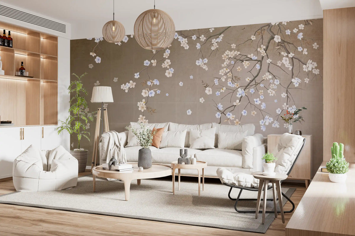Minimalist Floating Petals Wall Mural