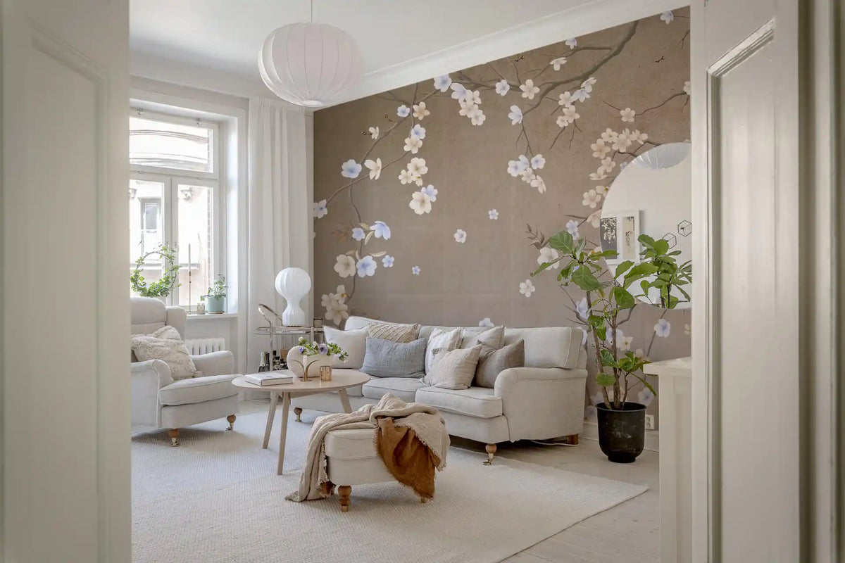 Minimalist Floating Petals Wall Mural