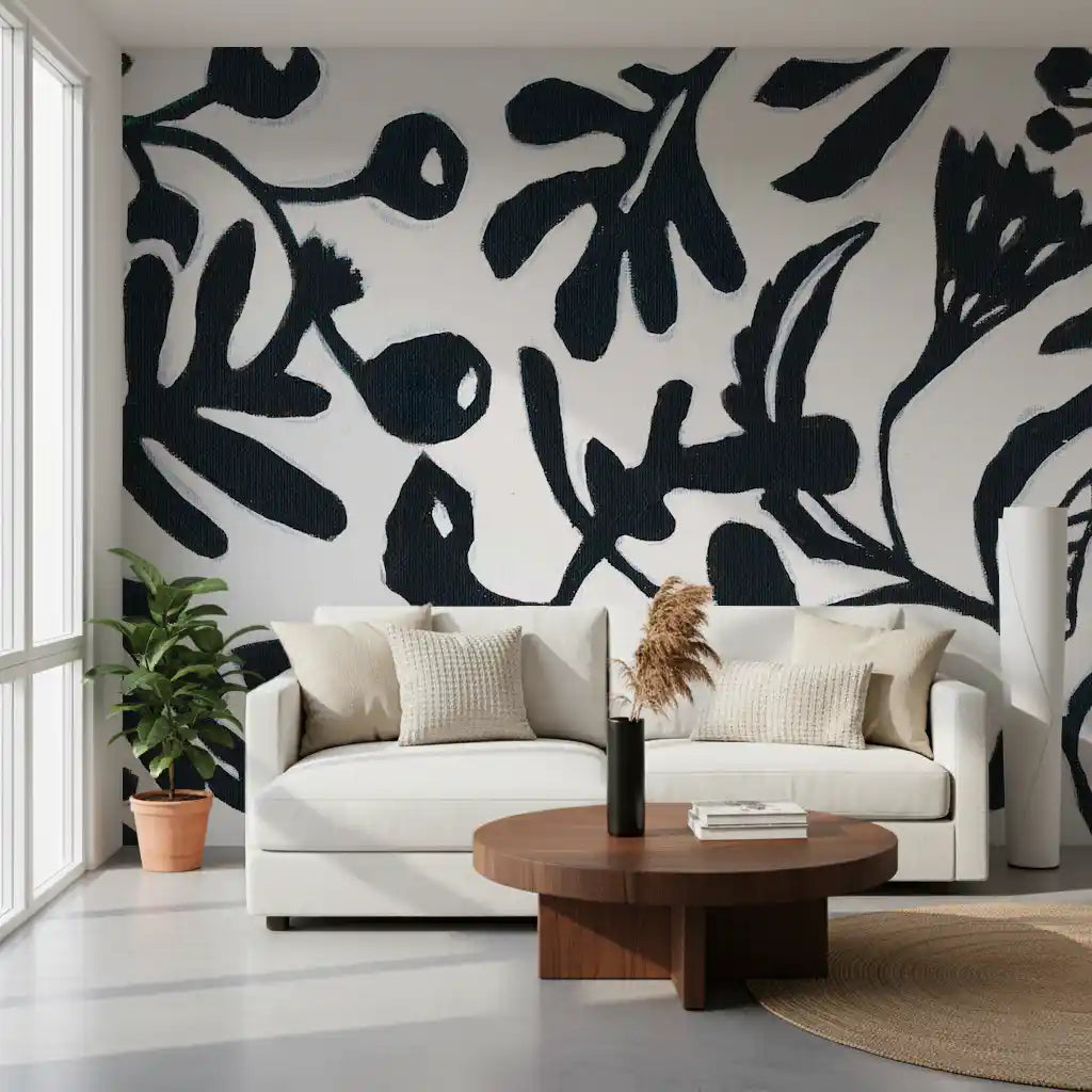 Ink Bloom Botanical Silhouette Wall Mural