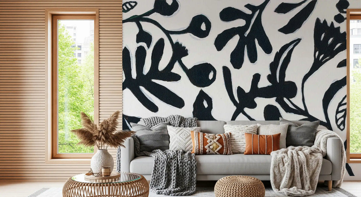 Ink Bloom Botanical Silhouette Wall Mural