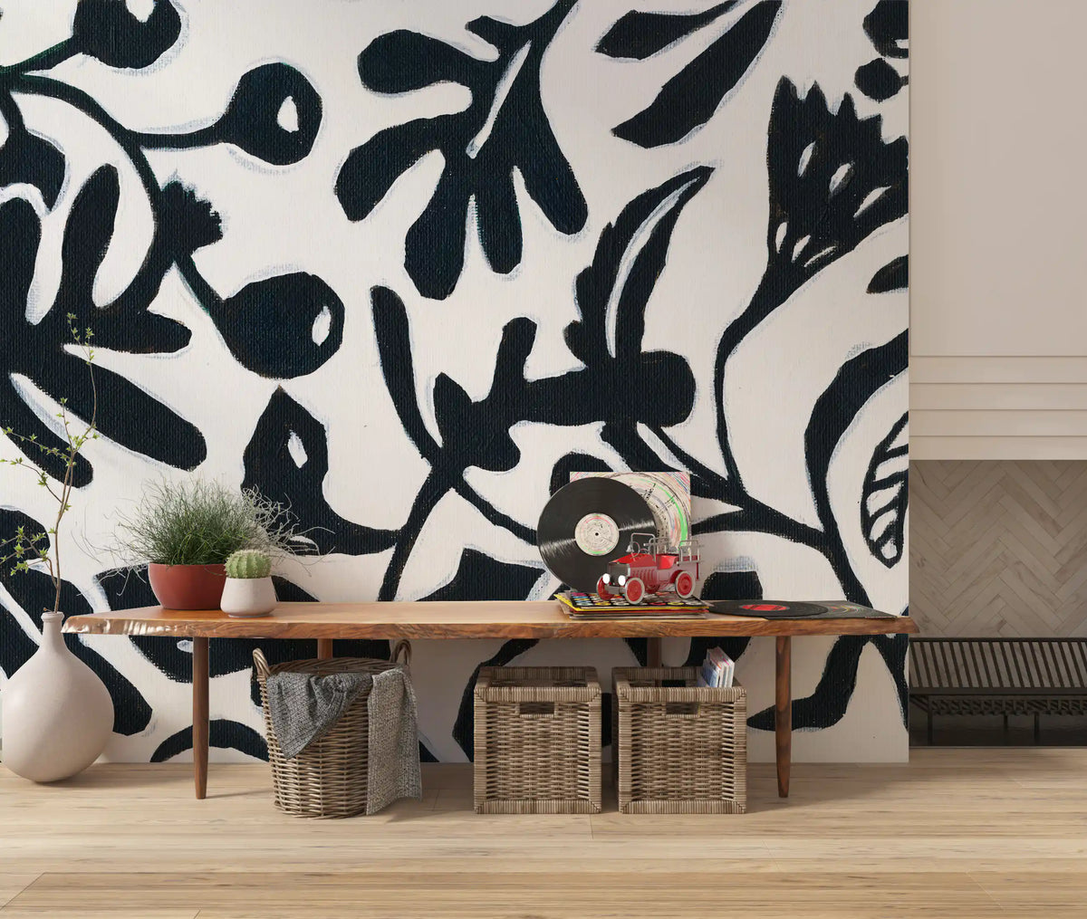 Ink Bloom Botanical Silhouette Wall Mural